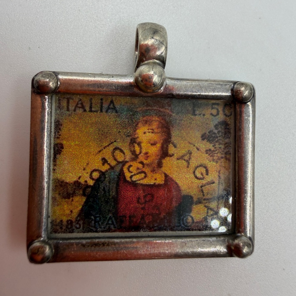 Elizaldi signed pendant religious stamp Italian cq